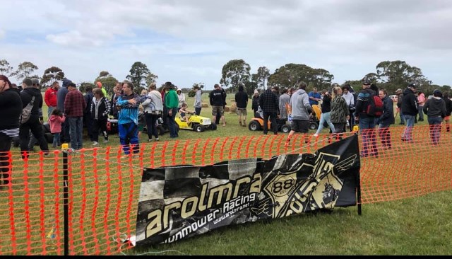 Crowds in amongst the mowers on Race Day 2019
